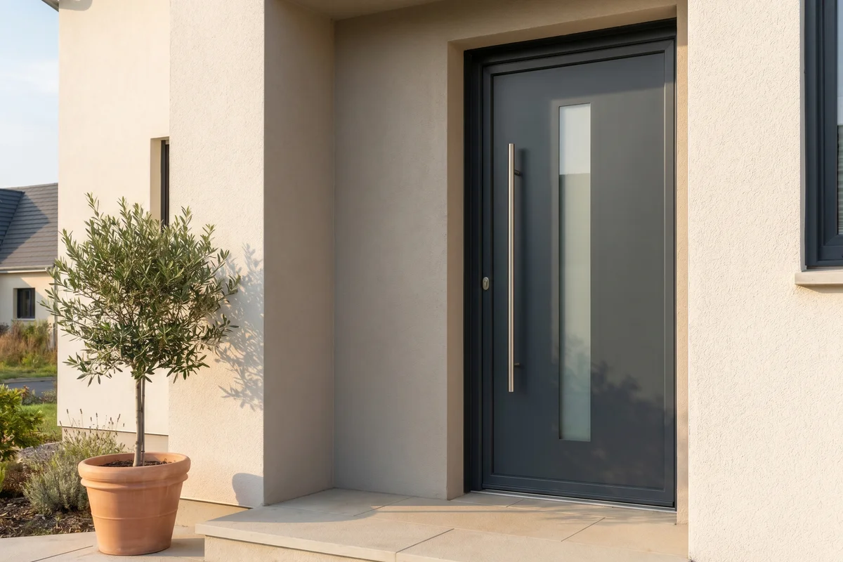 Porta d'ingresso in PVC BUDVAR — antracite, moderna