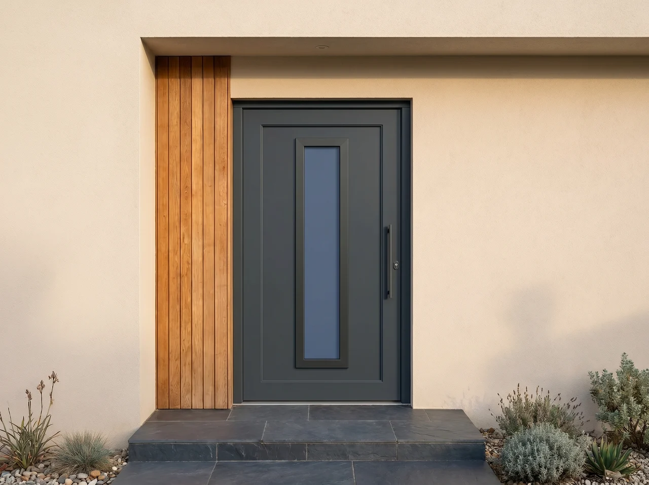 Porta d'ingresso in PVC antracite BUDVAR