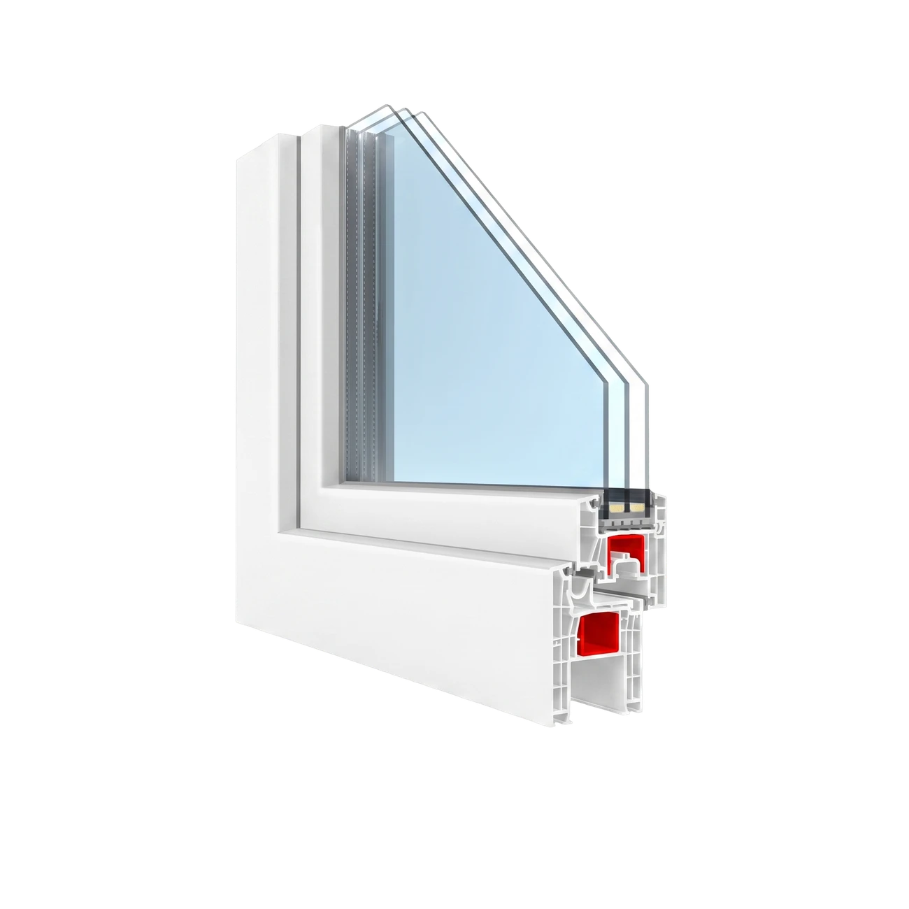 Sezione dell'angolo T-Comfort CH — pacchetto 3-lastre