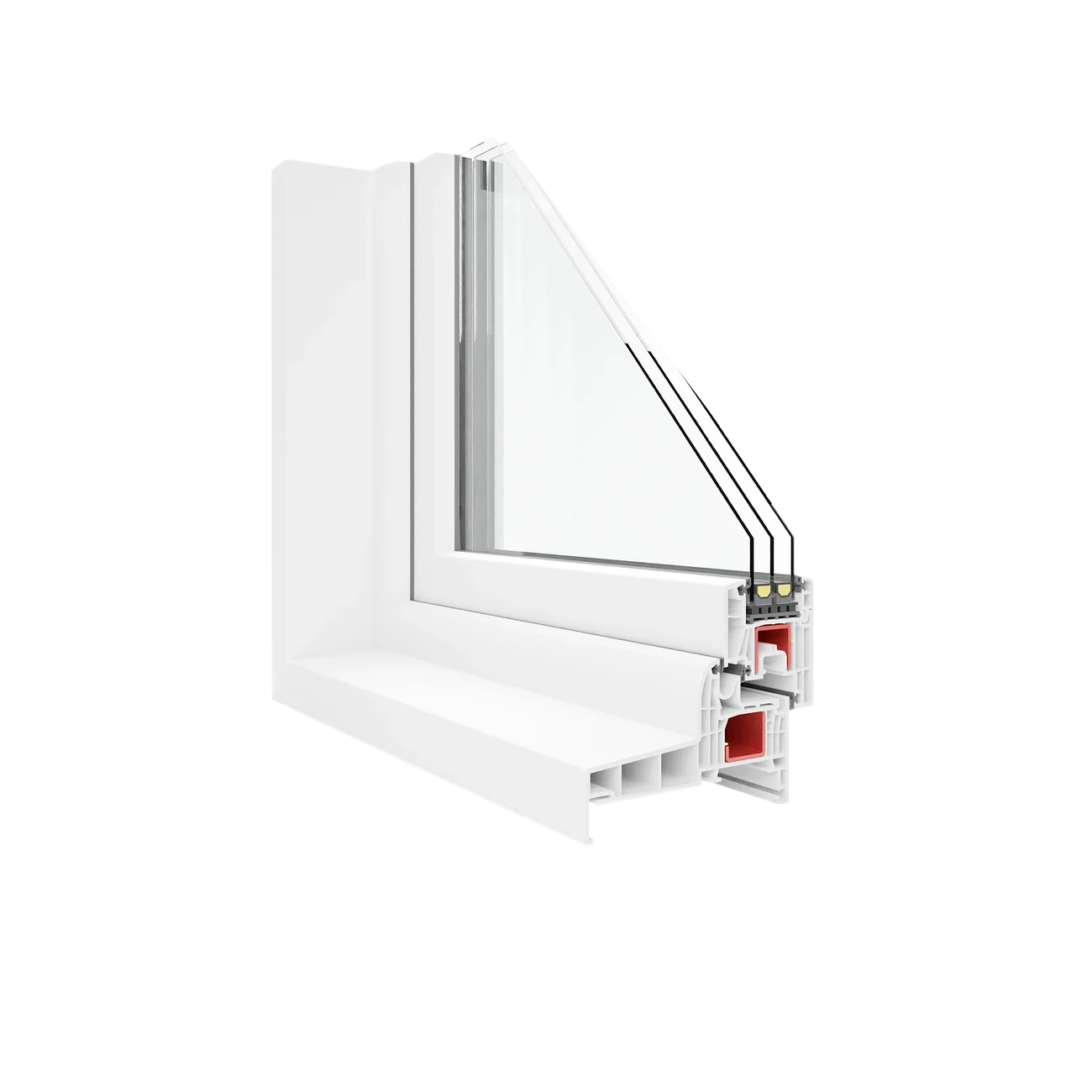 Sezione d’angolo T‑Comfort Mono, vetrocamera a 3 lastre